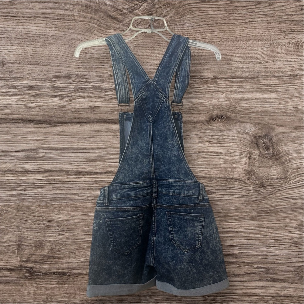 Chocolate Women's Distressed Jean Shorts Overalls - Picture 2 of 4
